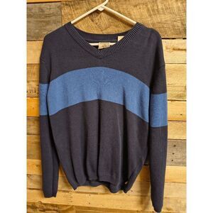 Timberland Stratham Issue Men's Size M Blue 2-tone V-neck Pullover Sweater